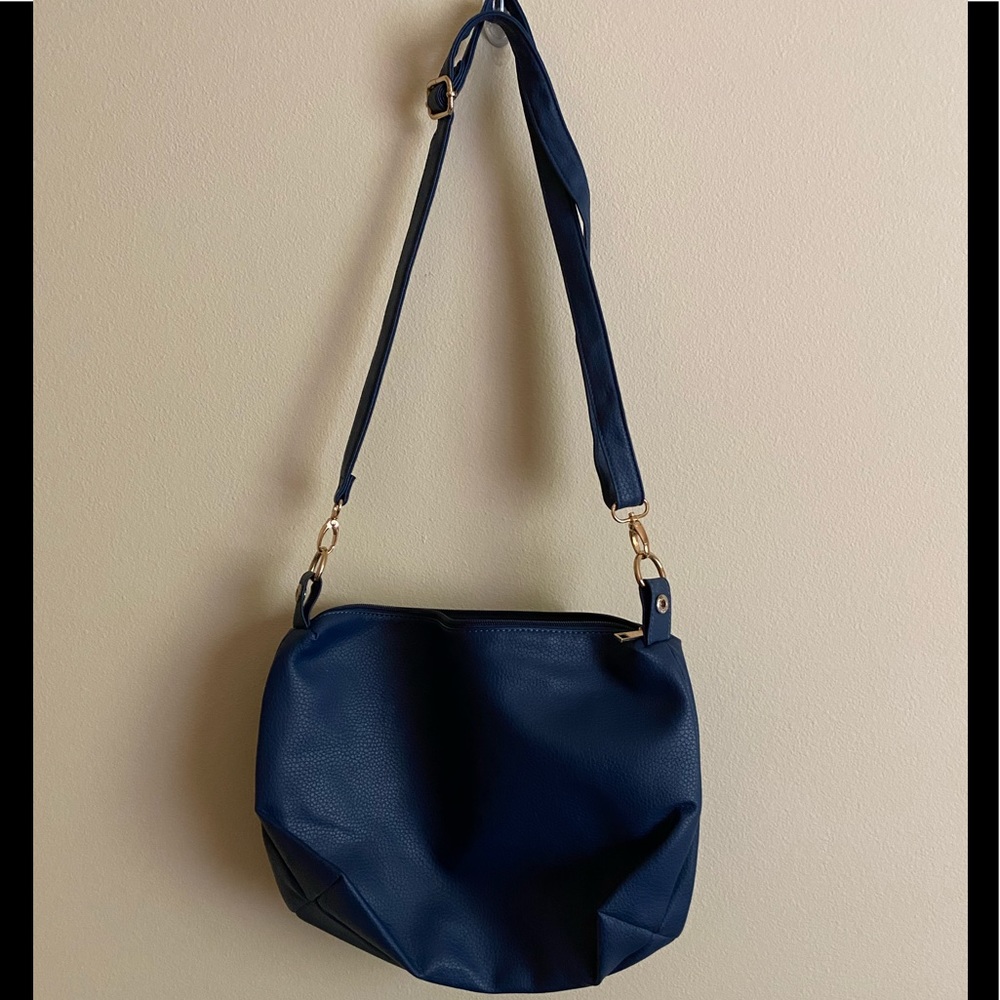 Blue Faux Leather Crossbody